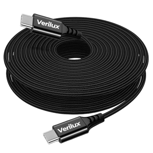 Image of Verilux PD 60W Type C to Type C Cable Fast Charging 5M /16.4FT, 480Mbps Data Cable C Type Fast Charging Nylon Braided C Type Charger Cable for iPhone 17 /17 Pro /17 Pro Max /16 /15, Galaxy S25 /S24 /S23