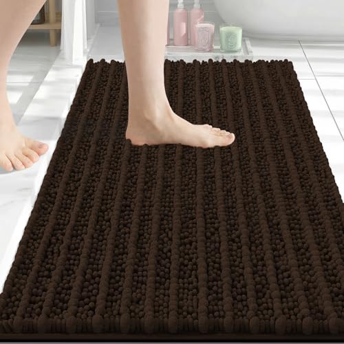 Image of Arotive Luxury Bathroom Rugs 34x21, Extra Soft Thick Absorbent Shaggy Chenille Bath Rugs, Machine Wash Dry, Bath Mats for Bathroom Floor, Tub and Shower, Home Decor Accessories, Brown