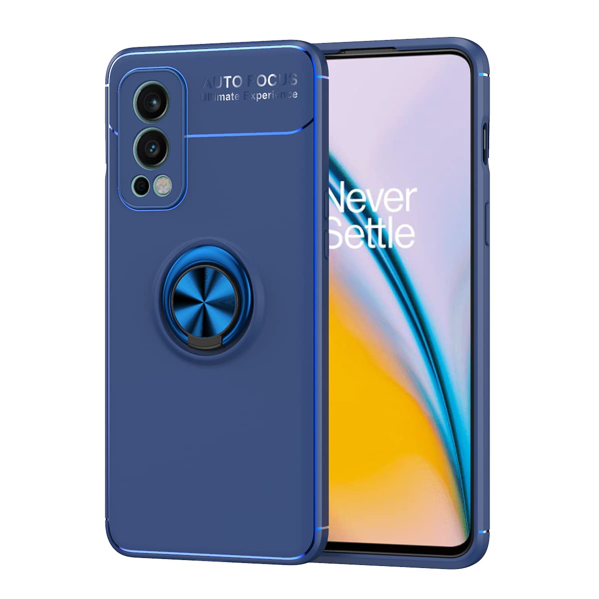 SORAKA Case for OnePlus Nord 2 5G with 360 Degree Rotation Ring Holder Soft TPU Slim Fit Case OnePlus Nord 2 5G Case with Metal Plate for Magnetic Car Phone Holder Blue