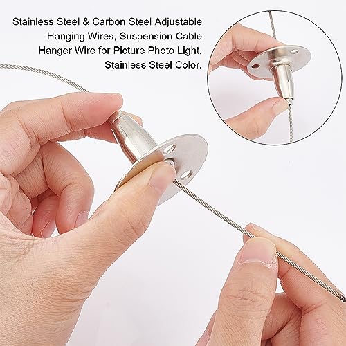 Image of UNICRAFTALE 10 Pcs Adjustable Picture Rail Hanging System Stainless Steel Light Hanging Wires 1.015m Picture Hanging Cable Art Picture Display Cable with Clasp for Wall Picture Photo Light