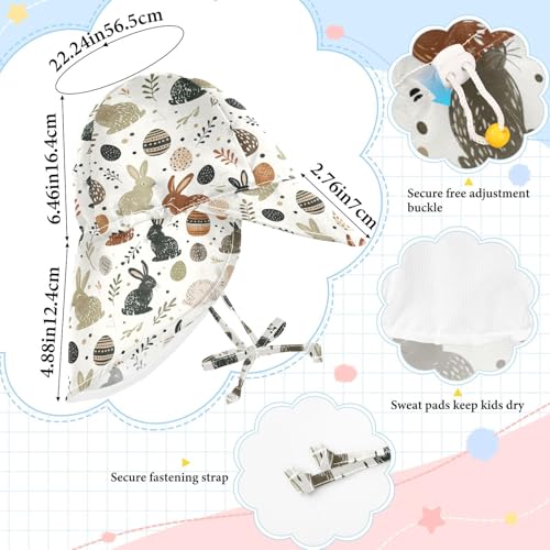 Retro Easter Bunnies Toddler Sunhat Boy Summer Hat Girl Sun Protection Neck Flap Traveling Camping4