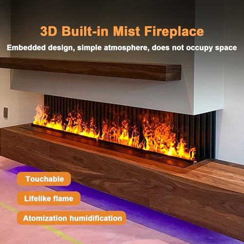 3D Water Vapour Electric Fireplace, 9-Color LED Flame, Humidifier, Remote & Touch Control, Ultra-Thin Design for Modern Home Decor, Cozy Atmosphere