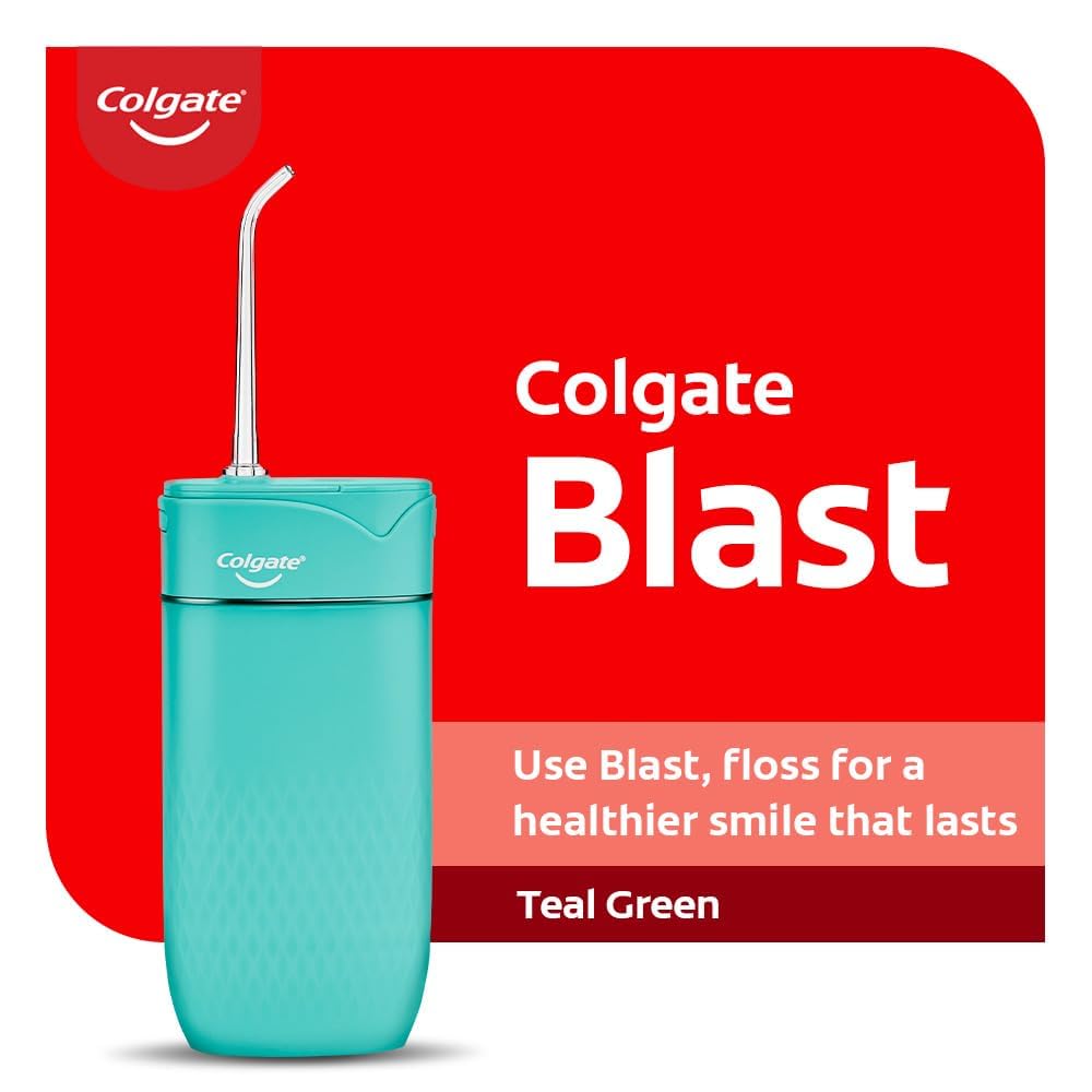 Colgate Blast Water Flosser Green, 140ml, Waterproof design with 3 adjustable pressure modes, with Rechargeable Battery included that lasts upto 4 weeks