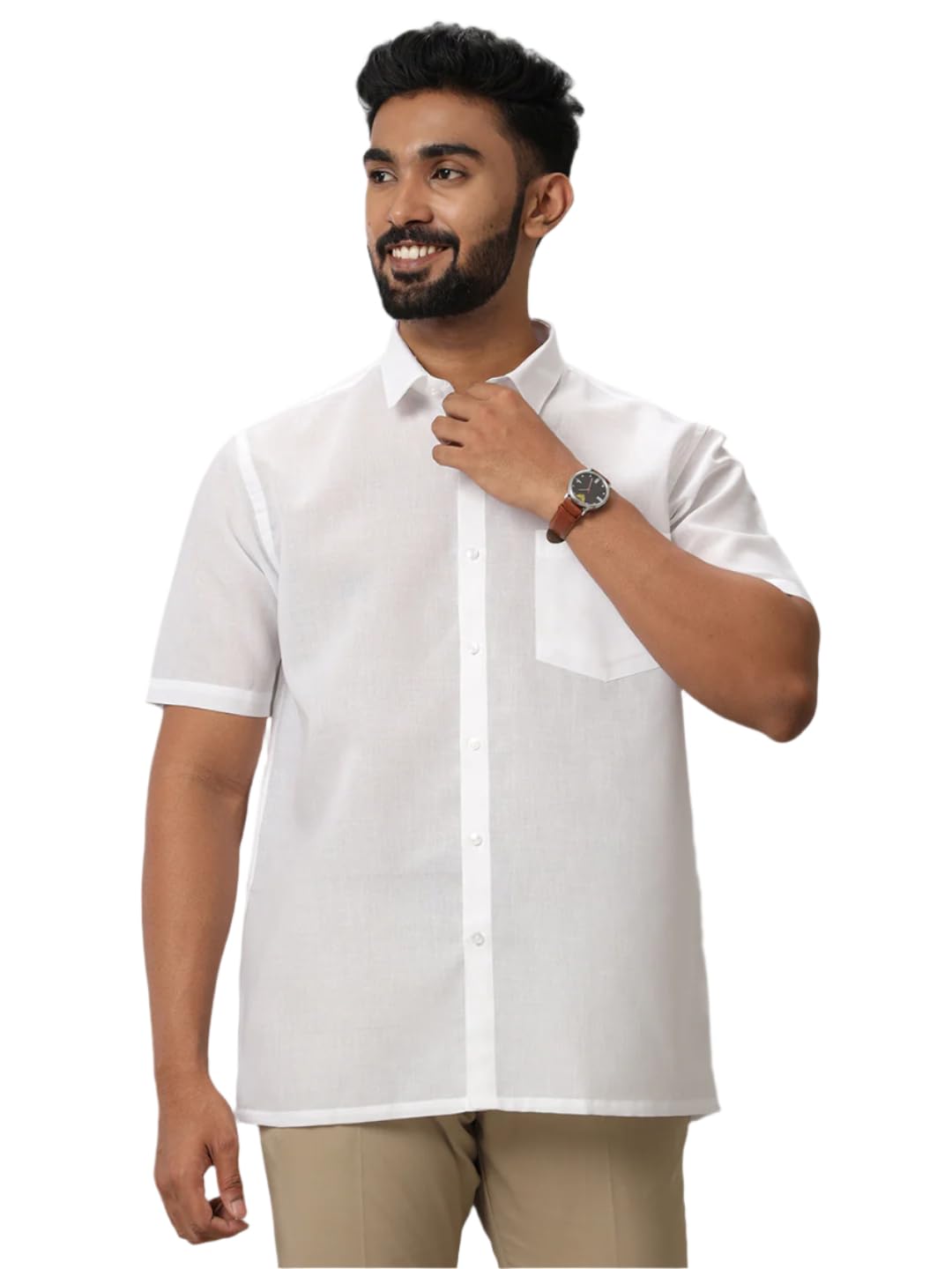 Men Half Sleeves White Shirt
