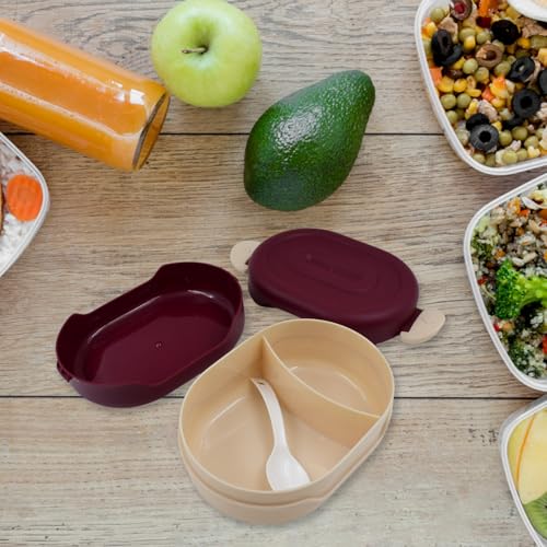 Image of Airtight Food Grade Tiffin Box with 2 in 1 Spoon and 2 Compartment