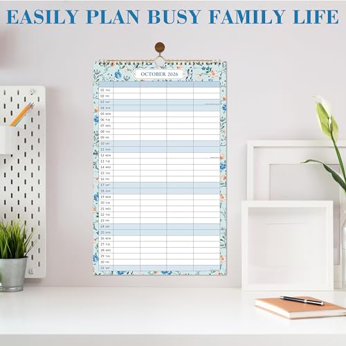 Calendar 2026 UK - Family Calendar 2026 from Jan. - Dec. 2026, Month to View 2026 CALENDAR with 4 Columns, Back Pocket, Ideal for Home, Office, School & Family, 38 * 23.5 cm - Image 6
