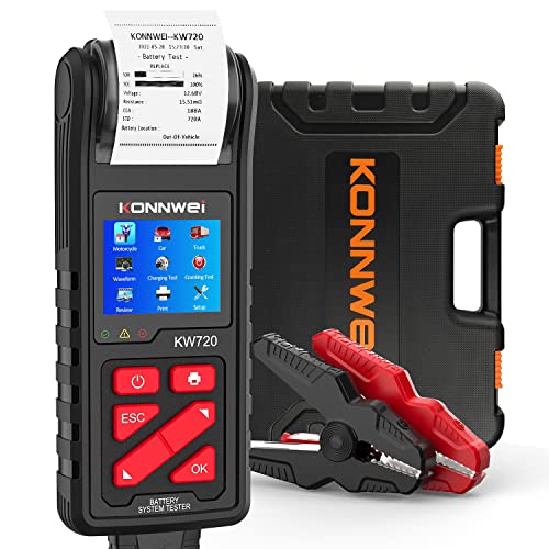 Konnwei Kw720 Car Battery Tester 6V 12V 24V W/Printer, Battery Load Tester Automotive 100-2000Cca Digital Auto Battery Analyzer Alternator Starter Tester For Car Truck Motorcycle(Paper Included) #TOP9