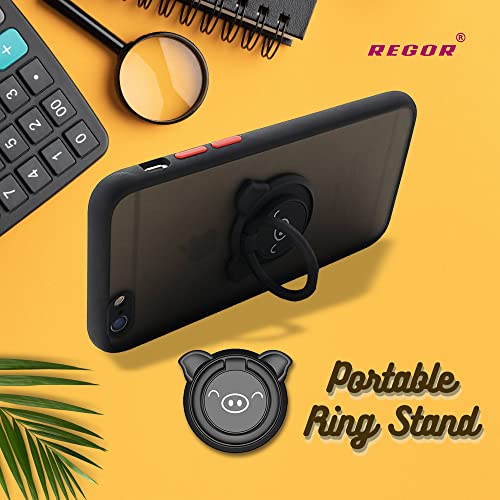 Image of Regor Finger Grip & Mobile Holder | Mobile Stand | Cell Phone Grip Holder for Hand & Mobile Back Holder Grip | Selfie Holder & Works as iPhone Stand & Android Phone Stand for Desk - Pig Black