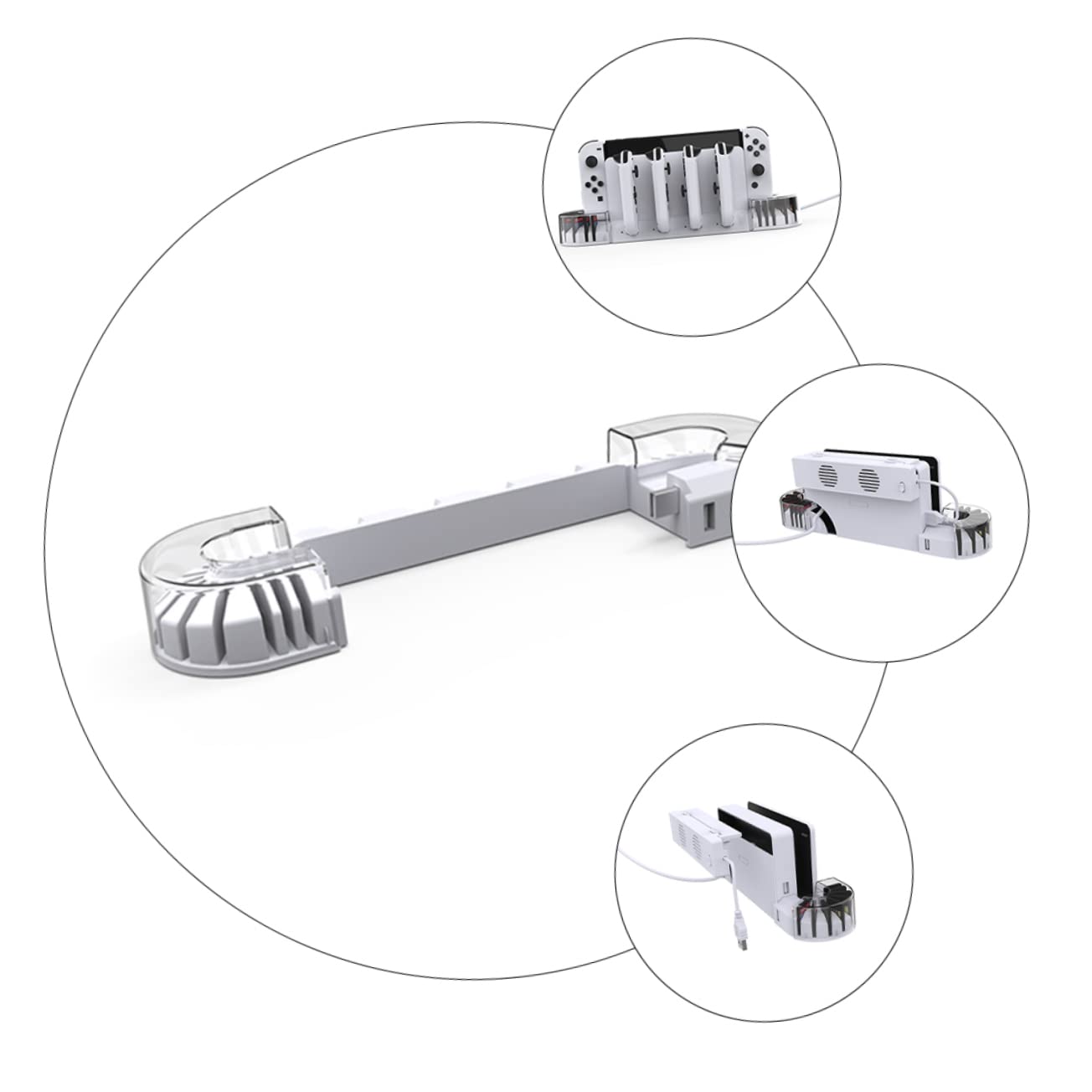 LABRIMP 1 set Multipurpose con Raffreddamento per Switch Oled Dock per Controller e Maniglie Carica Controller Simultaneamente Design Appassionati Giochi