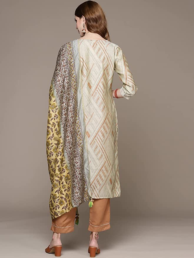 Image of anubhutee Women's Floral Embroidered Printed Kurta with Trousers and Dupatta
