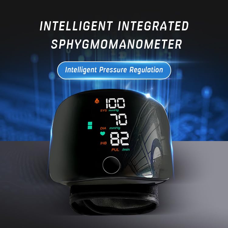 Image of Wrist Blood Pressure Monitor with 1-Year Warranty | Digital BP Machine with Voice Support | Blood Pressure Machine Rechargeable Type-C | HD LED Display | One-Touch Operation | Clinically Accurate | 2 User Memory | Irregular Heartbeat Detection | Portable BP Monitor for Home Use