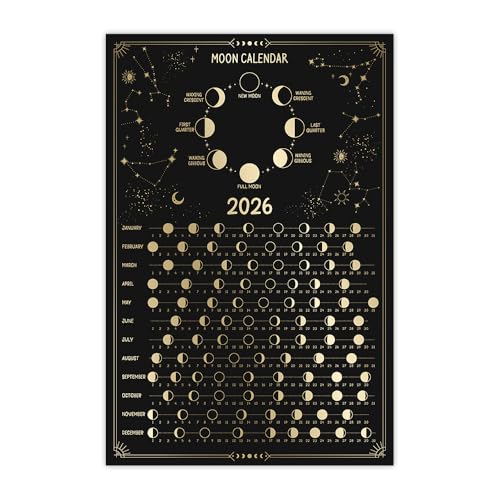 Moon Calendar Lunar 2026 Poster,...