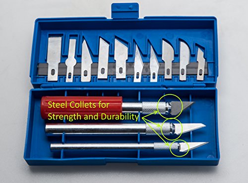 3D Print Clean-Up Kit - 17 Piece Steel Collet Knife Set With Self-Healing Cutting Pad – 3D Printer Support Material Removal & Cleaning Accessories – Precision Tools For 3D Prints #TOP3