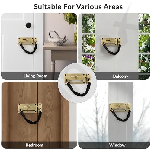 Image of Plantex Door Chain with Baby Latch /Door Chain Lock for Main Door /Latch Lock for Door /Heavy Duty Door Safety Guard Lock for Home, Hotel & Office Security - Pack of 1 (DTK-294-Brass Antique)