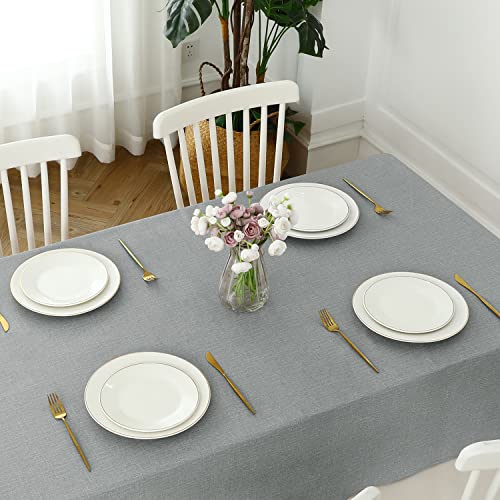 Image of Romanstile 100% Waterproof PVC Tablecloth, Square Oil Spill Proof Stain Resistant Vinyl Table Cloth, Wipe Clean Plastic Table Covers for Kitchen /Dining /Parties - 54 x 54 Inch, Light Grey