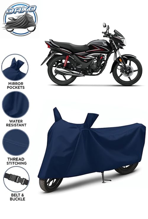 Image of Waterproof Bike Cover for Honda Shine | All Weather Protection from Rain, Dust, UV Rays & Scratches with Mirror Pockets & Buckle Belt | Shine Bike Cover