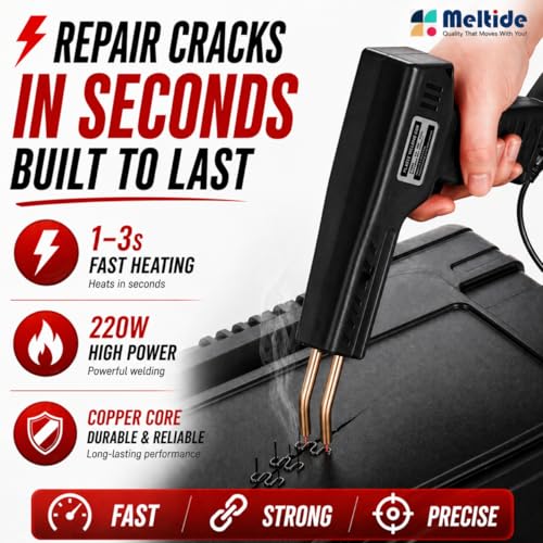 Image of Upgraded 220W Plastic Welder Kit - Black Edition | 2-in-1 Hot Stapler & Plastic Welding Gun for Car Bumper Repair | Fix Cracked Plastic in Seconds | 1000 Staples, 100 Welding Rods | DIY Repair Tool
