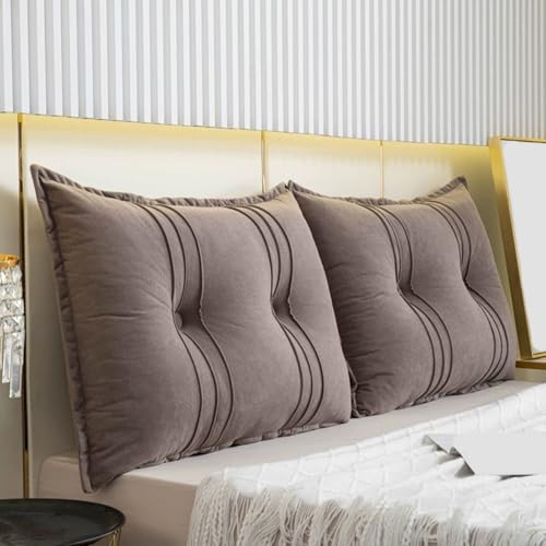 ブラウン,Twin/100cm,楔形ヘッドボード付きベッド用布張りベッドボルスター 綿入りベッド背もたれ 単色 読書用クッション 休憩用サポートピロー 取り外し可能カバー付き
