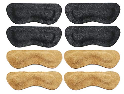 Premium Leather Heel Pads Grips Liners Inserts for Shoes Too Big,Unisex Prevent blistersï¼ŒShoe Filler Improved Shoe Fit and Comfort, 4Pair-0.28inch(2Black+2Khaki) â€¦