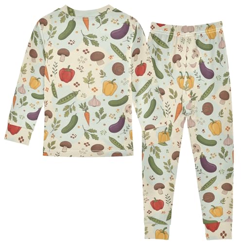 Pajama Sets Long Sleeve Vegetable Pattern Print Soft Comfy Sleepwear 2 Piece PJS 3-8T3