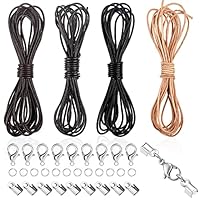 20M Lederband, Lederbänder für Ketten, Robust Lederband mit Verschluss, Armband Verschluss, Lederbänder Rund, Reißfeste Lederschnüre, Bänder Zum Basteln für Armbänder, Halskette, DIY