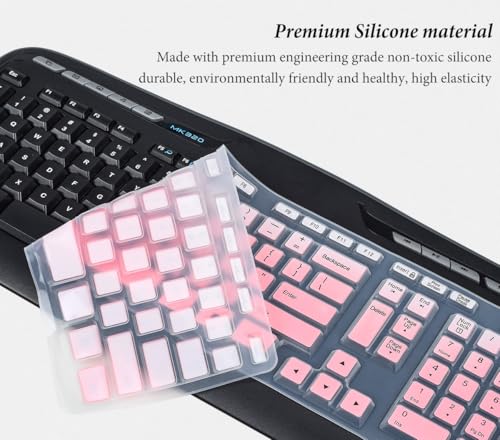 Image of Keyboard Cover for MK320 MK330 K330 Wireless Desktop Keyboard, MK320-YR002 /Y-R0009 Keyboard Skin Accessories-Gradual Pink