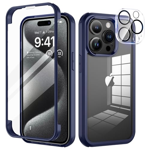 seacosmo Funda Papa iPhone 15 Pro MAX con Protector de Pantalla de Cristal Templado Integrado y Protector de Pantalla para Cámara [9H HD], Carcasa Protectora 360°, a Prueba de Golpes, Verde