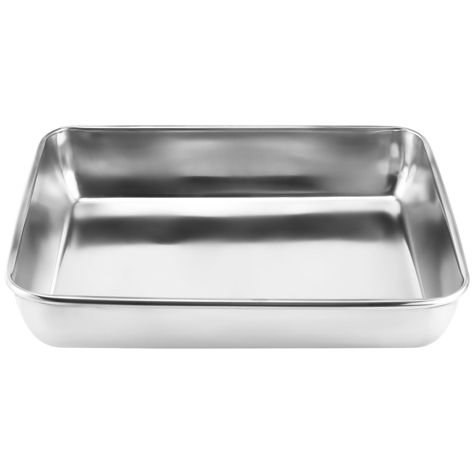 Herogo Teglia da forno, in acciaio inox, 31,5 x 24,5 x 2,5 cm, set di teglie da forno rettangolari per cuocere arrosti, sane e atossiche, lucidate a