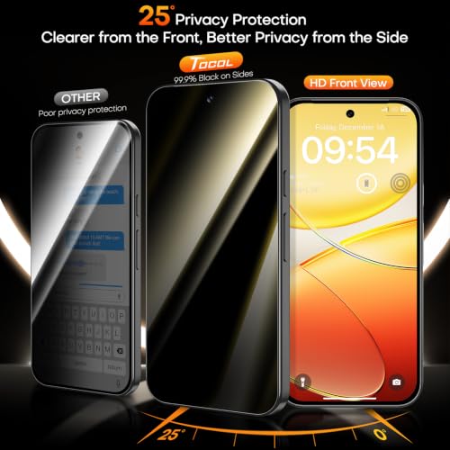 Image of TOCOL for Google Pixel 11 Pro XL Privacy Screen Protector | Easy Installation, 25 Anti Spy, Data Protection, 9H+ Tempered Glass, 11FT Military Grade Shatterproof, Anti-Scratch, 2 Pack