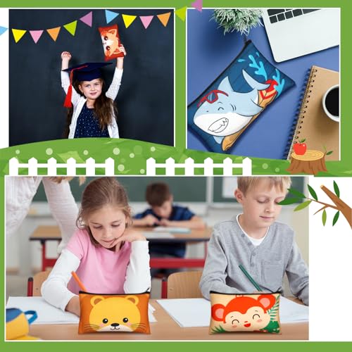 Image of Dispowreath 24 Pcs Cartoon Zipper Pencil Pouch Bulk Cute Cartoon Pencil Case Multicolored Cat Panda Pen Bag Stationery Spring Back to School First Day of School Gifts for Boys and Girls