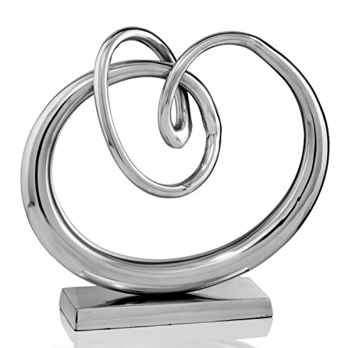 Modern Day Accents Nudo Sculpture, Tabletop, Silver, Aluminum, Home, Office, Décor, Accents, Modern, 17" X 5" X 17", Knot, Abstract, Twist #TOP28