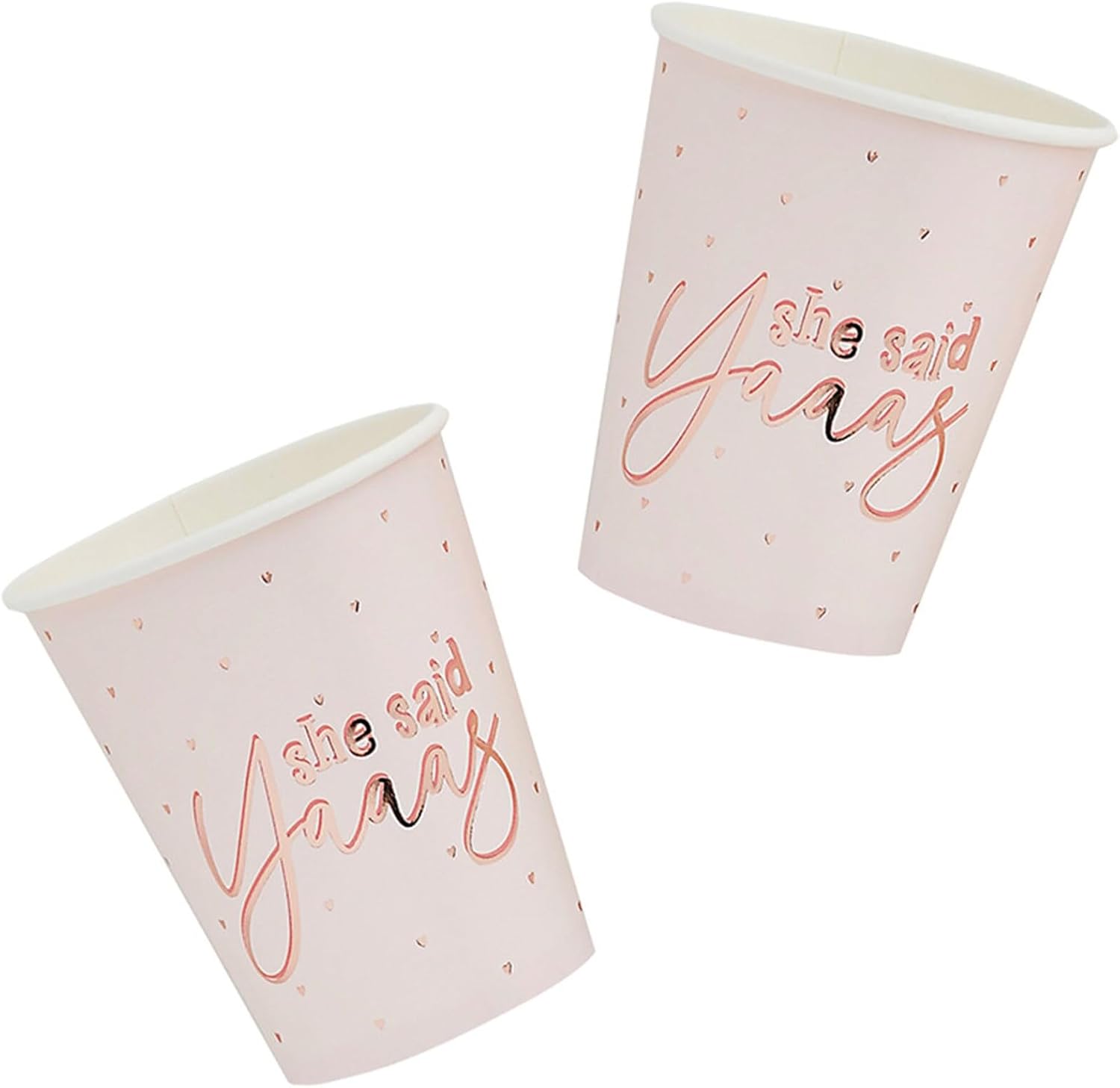 Hootyballoo Hen Party Paper Cups Rose Gold Bridal Shower Party Cups She Said Yaaas Pack 10, HBSY114
