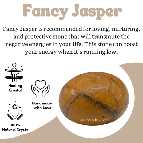 Image of Certified Fancy Jasper Crystal Healing Tumbled Stone, Natural Polished Crystals for DIY Crafts, Manifestation, Meditation, Pooja Feng Shui and Reiki Healing (30 Grams)