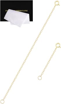 Gold Necklace Extenders for Women, Adjustable 925 Necklace Extender for Bracelet & Anklet, Durable & Hypoallergenic, Set of 2 Extension Chains 2+6 inch | Gold
