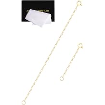 Gold Necklace Extenders for Women, Adjustable 925 Necklace Extender for Bracelet & Anklet, Durable & Hypoallergenic, Set of 2 Extension Chains 2+6 inch | Gold