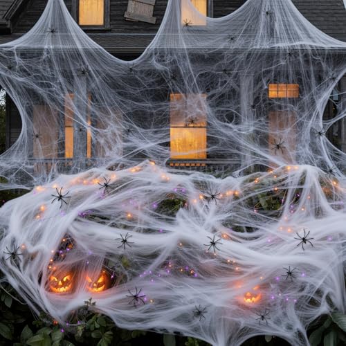 YTLSDHF 120 Small Plastic Spiders with 200g Cobweb Halloween Decorations Indoor Outdoor Fake Spiders and Stretchable Spider Web for Halloween Party Decor Trick-or-Treat Haunted House Setup