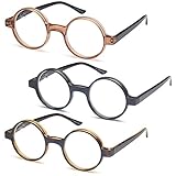 GAMMA RAY READERS 3 Pairs of The Musician Round Unisex Spring Hinge Readers Fit for Men and Women Reading Glasses - With +2.75 Magnification