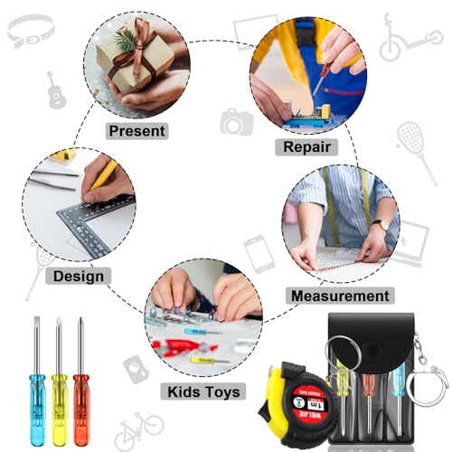 Image of 192 Pcs Mini Screwdriver Tape Measure Keychains Set Mens Gift Bulk for Dad Adult Christmas Tool Birthday Party