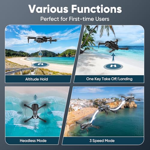 X-shop Foldable Drone with 1080P HD Camera for Beginners & Adults, FPV Live Video, One Key Start, Altitude Hold, 3D Flips, Gesture Selfie, 3 Speed Modes, 2 Batteries - Image 6