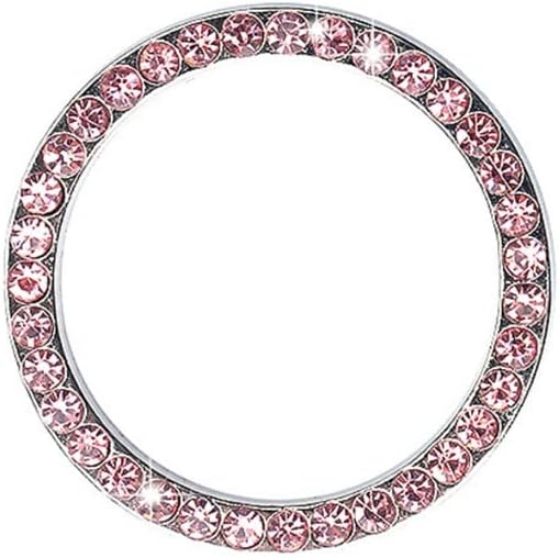 (Pink) Car Engine Start Stop Switch Button Cover Decorative Auto Accessories Push Button Sticky Cover Car Interior Decoration Diamond Rhinestone Ring Compatible with C-orolla Altis