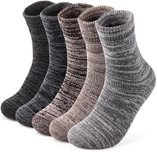 ElifeAcc 5 Pairs of Mens Thick & Warm Heavyweight Wool Calf Casual Thermal Socks Multipack