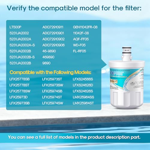 Image of ICEPURE Alkaline 5231JA2002A Refrigerator Water Filter, 3 PACK | Enhances PH, Replacement for LG LT500P, ADQ72910901, GEN11042FR-08, Kenmore 9890, ADQ72910907, LFX25973S, LFX25974ST, 46-9890
