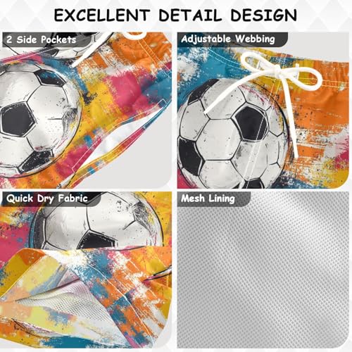 Pigsaly Boys Swim Trunks Grunge Football Abstract Soccer Boys Board Shorts Swimsuit Swimwear Summer Bathing Suit 5T Multicolor3