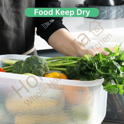 Image of Fridge Storage Container 1800 ml | Airtight & Leak-Proof Refrigerator Organizer Box | BPA-Free Plastic Vegetable & Fruit Storage Container | Stackable Food Storage Box with Lid (Pack of-6)