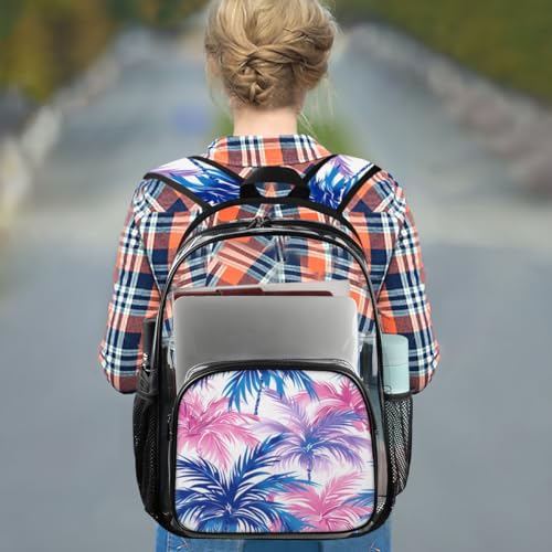 Coconut Tree Watercolour Clear Backpack Stadium Approved PVC Backpacks for Adults Heavy Duty Clear Bag for Work Security Travel College3