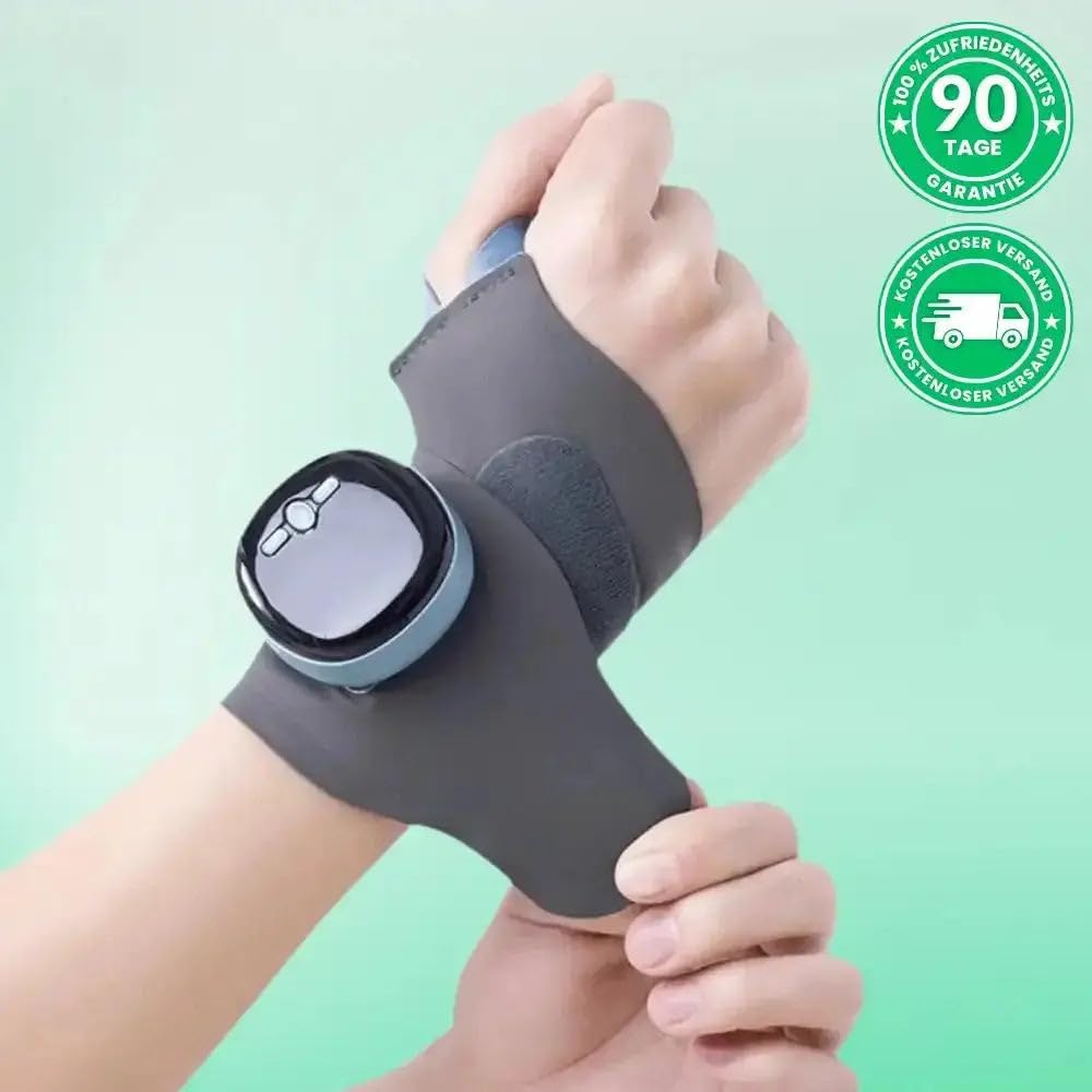 asipu Nervio 3-in-1 – Effektive Schmerzlinderung handgelenkstütze mit wärme, handgelenk massage für Gelenkschutz Kabelloses EMS Handgelenk Massagegerät mit Wärme, 9 Intensitäten & 5 Modi
