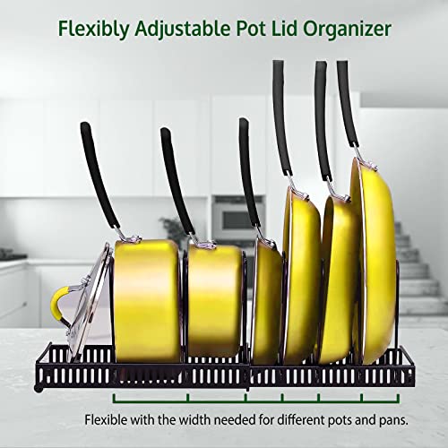 Beschase Pots And Pans Organizer, Expandable Pot Rack With 12 Adjustable Dividers, Pot Pan Lid Organizer Holder For Cabinet Countertop Cupboard Kitchen Storage #TOP3