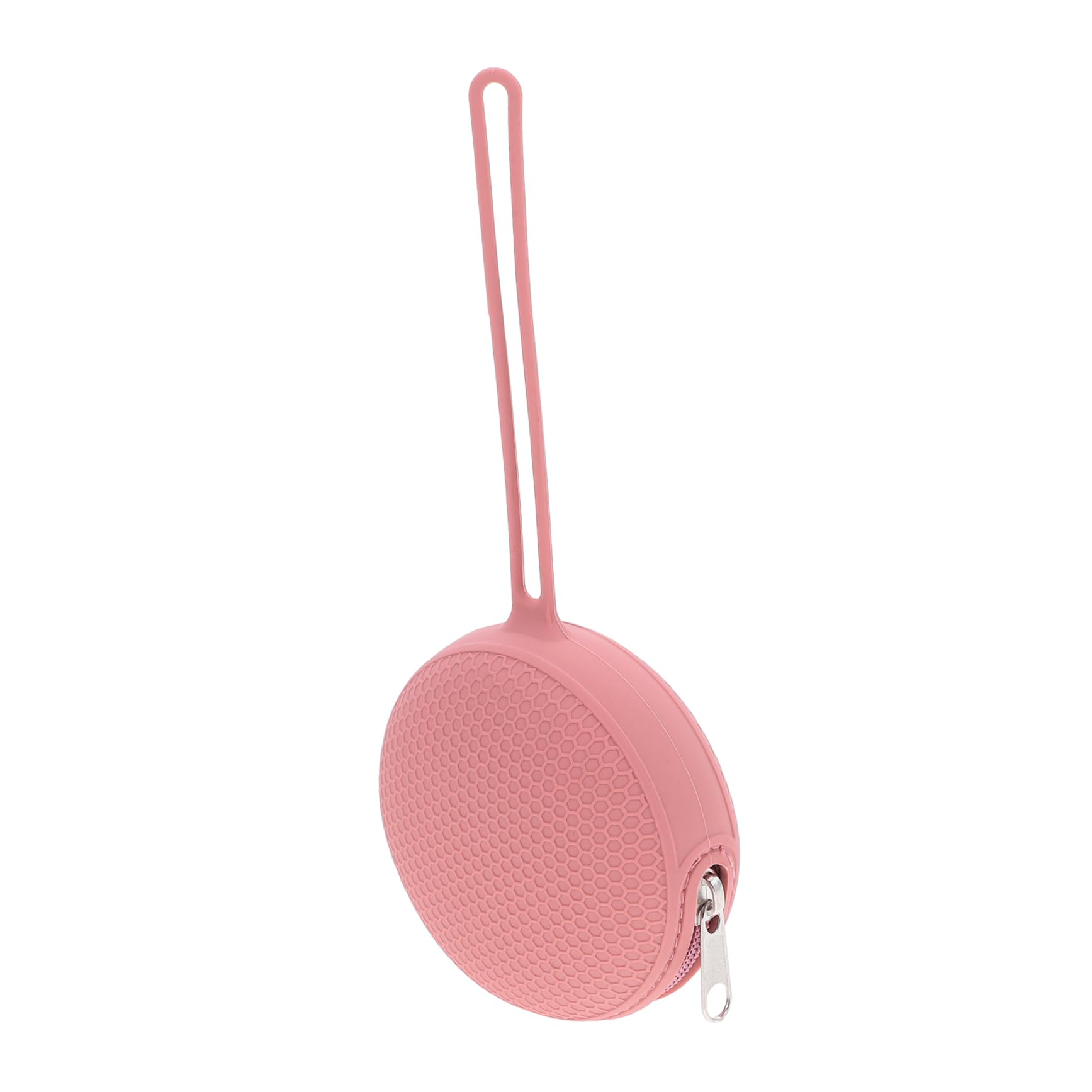 FOMIYES Multi-Purpose Silicone Pacifier Bag Zipper and Strap Store Pacifiers Keys Earrings Travel Pink Honeycomb Pattern