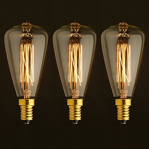 ONEPRE 3 Pack Vintage Light Bulb Dimmable Retro E14 Screw Edison Filament Light Bulb ST48
