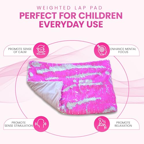 Weighted Lap Pad for Kids - 5lb Sensory Lap Blanket with Sequin Flip Fabric for Tactile Stimulation Engagement - Sensory Companion for Everyday Use - Image 4